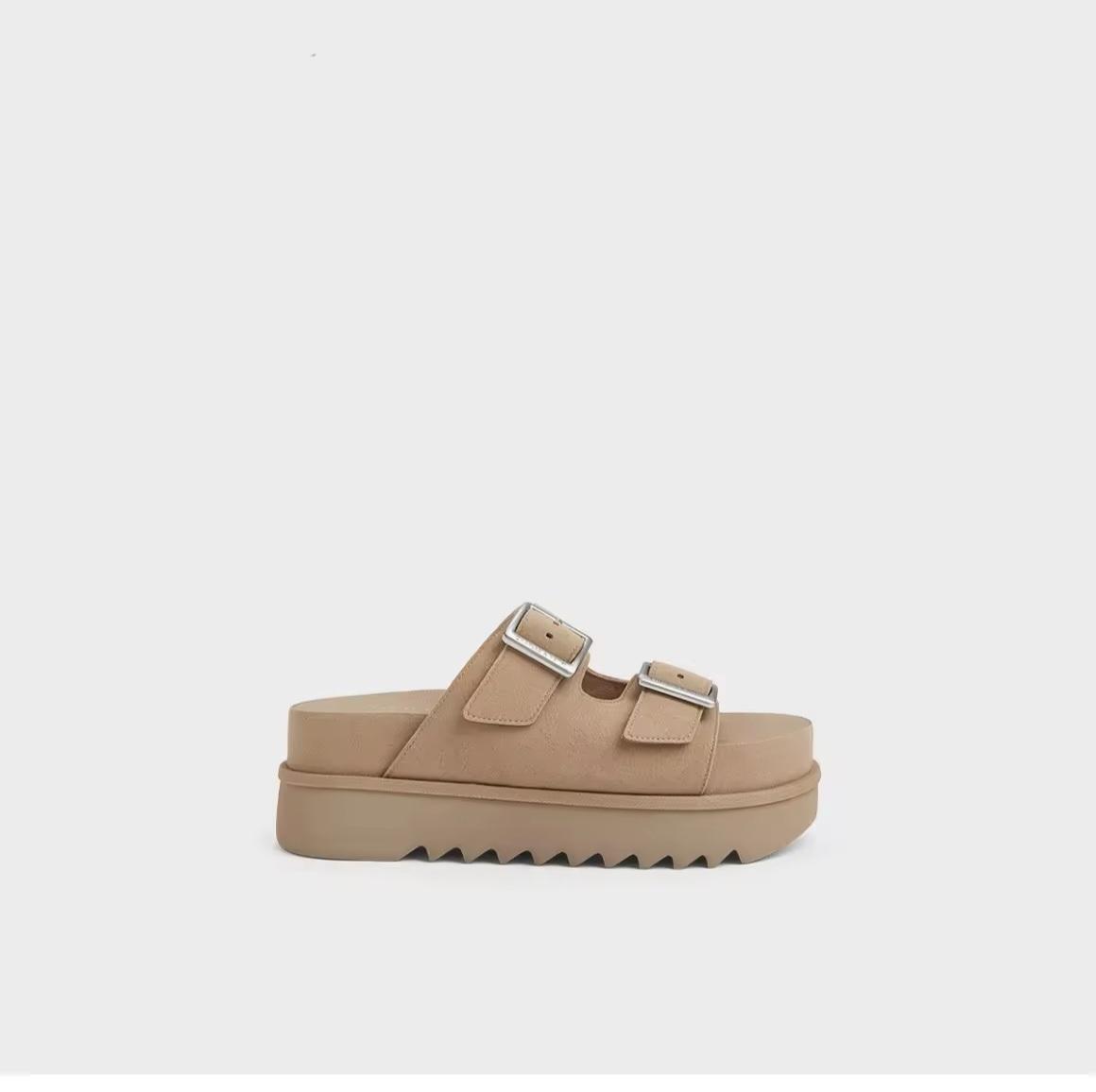 Charles & Keith | Spring Chunky Heel Square Buckle Slipper