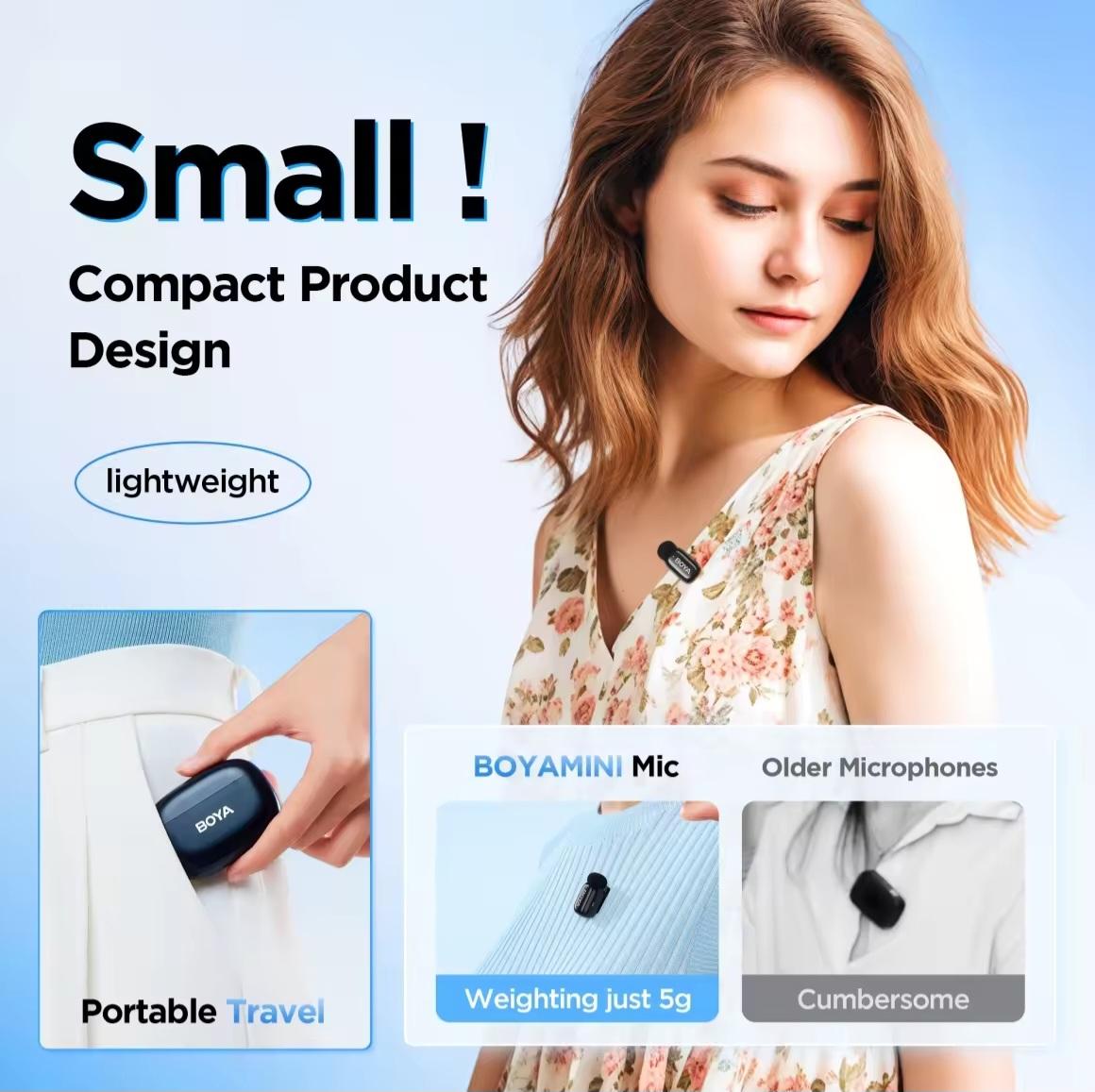 BOYA mini 2 Wireless Microphone AI Noise Cancelling Mic Lapel Microphone for Vlogging iPhone Android PC iPhone 15/16/17 image