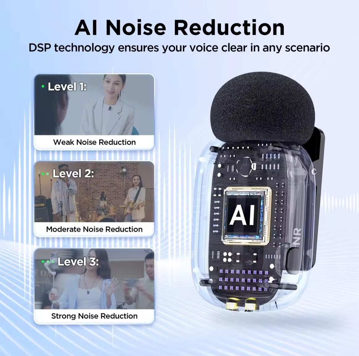 BOYA mini 2 Wireless Microphone AI Noise Cancelling Mic Lapel Microphone for Vlogging iPhone Android PC iPhone 15/16/17 image
