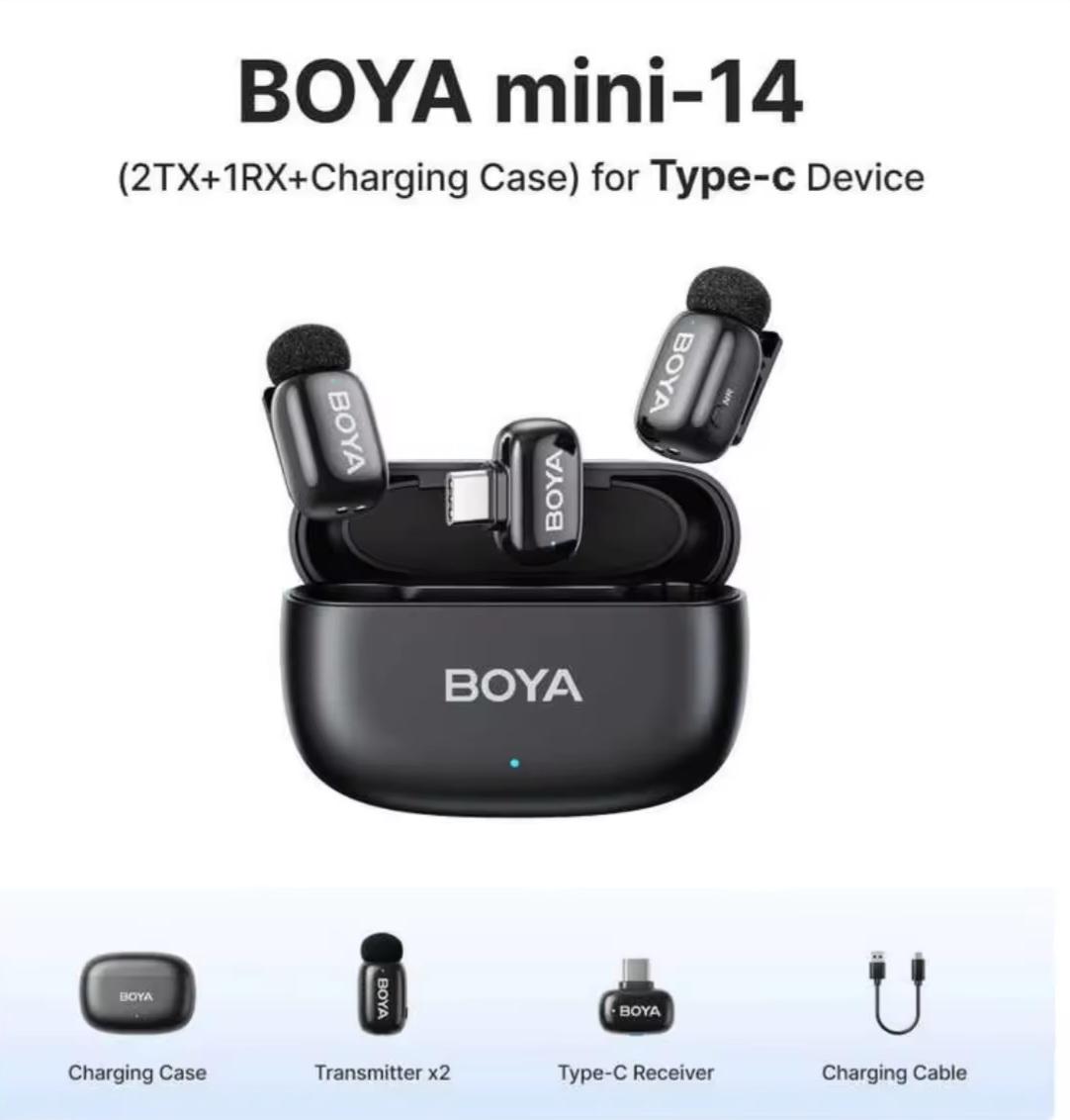 BOYA mini 2 Wireless Microphone AI Noise Cancelling Mic Lapel Microphone for Vlogging iPhone Android PC iPhone 15/16/17