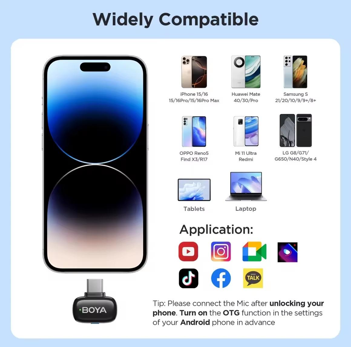BOYA mini 2 Wireless Microphone AI Noise Cancelling Mic Lapel Microphone for Vlogging iPhone Android PC iPhone 15/16/17 image
