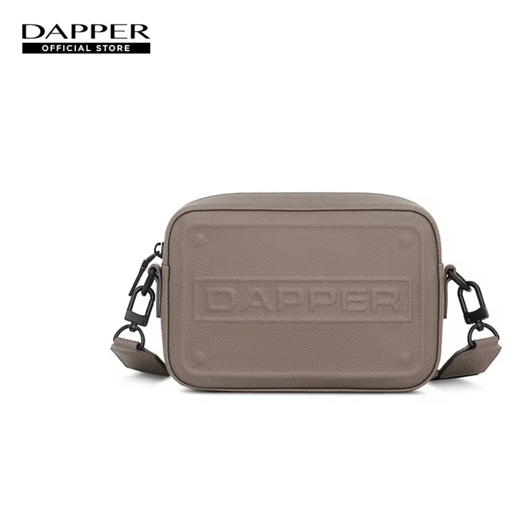 DAPPER Embossed Crossbody Bag – Beige image
